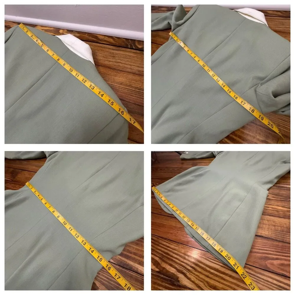 Vintage 90s Sage Green Power Suit Set | High Waisted Trousers Shawl Collar